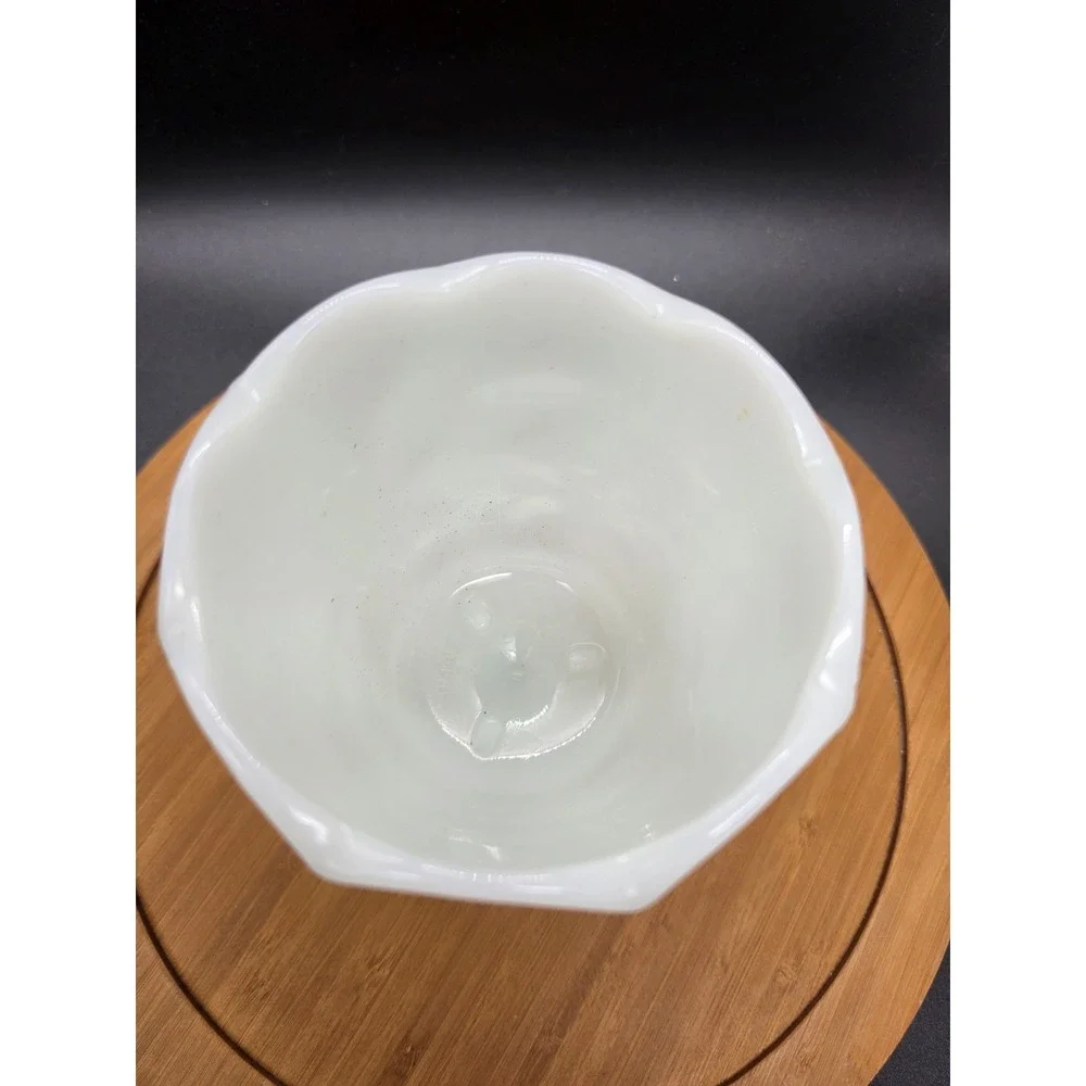 NAPCO # 1186 White Milk Glass Footed Vase Planter Embossed Grapes & Cherries‎